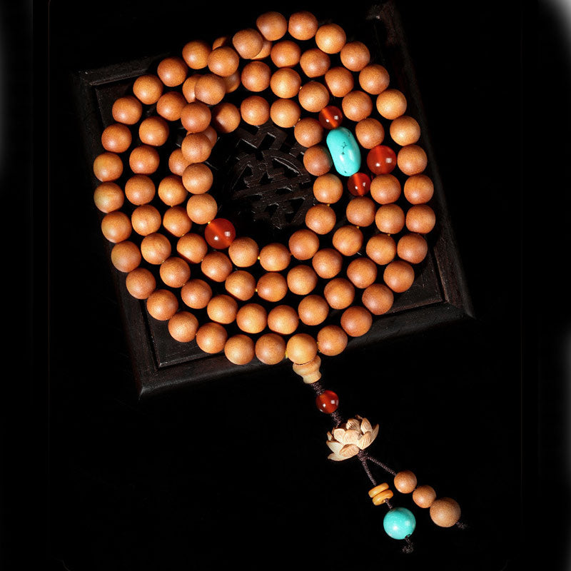 Bracciale Mala con Buddha Stones Tibetan Sandalwood Lotus Enlightenment