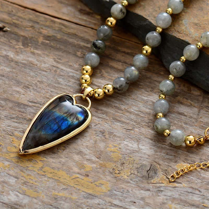 Buddha Stones Labradorite Supporto Guarigione Collana di Perline Ciondolo - image 3