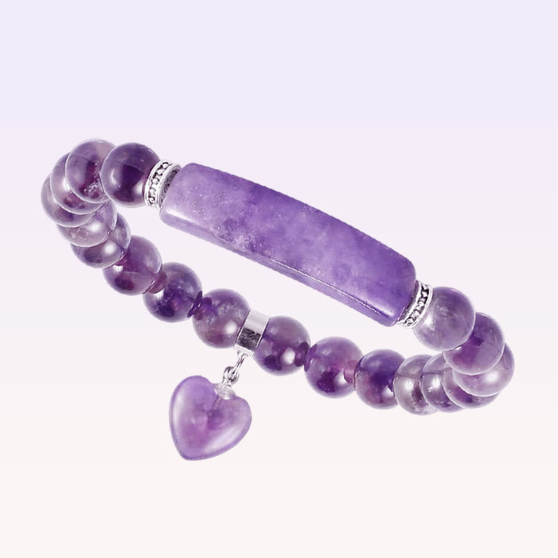 Braccialetto di perline curative con cuore d'amore in quarzo naturale Buddha Stones