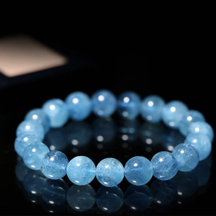 Braccialetto di guarigione della pace con perle di acquamarina Buddhastoneshop