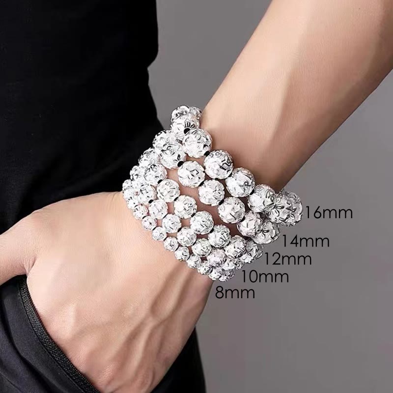 Braccialetto amuleto con perline in lega intagliata , Buddha Stones tibetane Om Mani Padme Hum