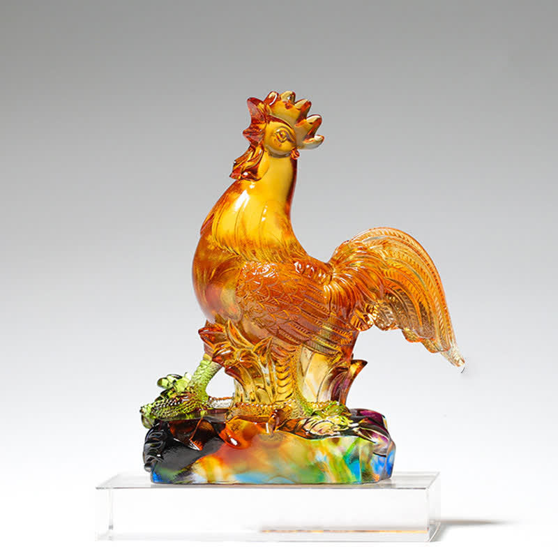 Decorazione per la casa fatta a mano in cristallo Liuli, raffigurante un gallo. - image 6