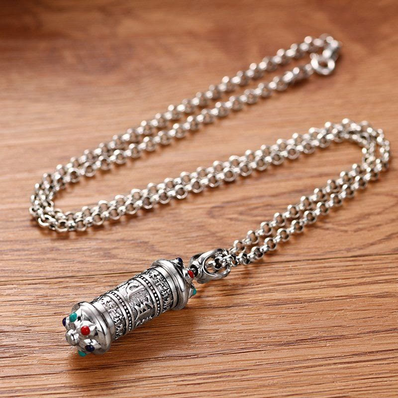 Ciondolo con collana Buddha Stones tibetano Om Mani Padme Hum Focus - image 2