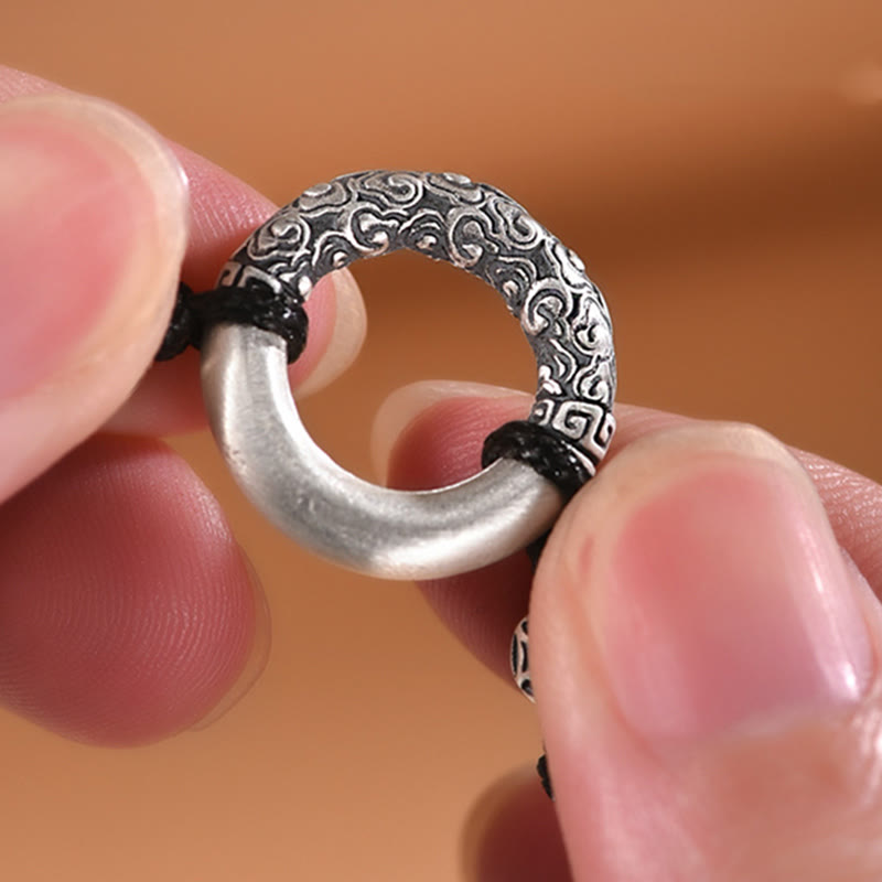 Braccialetto Buddha Stones 999 Sterling Silver Fu Character Peace Buckle Copper Coin Nuvole di Buon Auspicio Fortuna - image 4