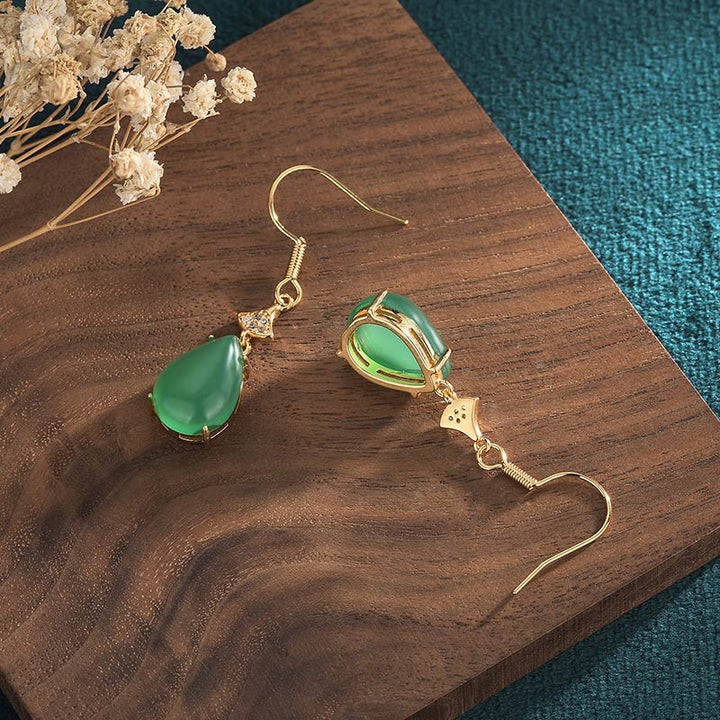Orecchini pendenti Buddha Stones Ciano Jade Luck
