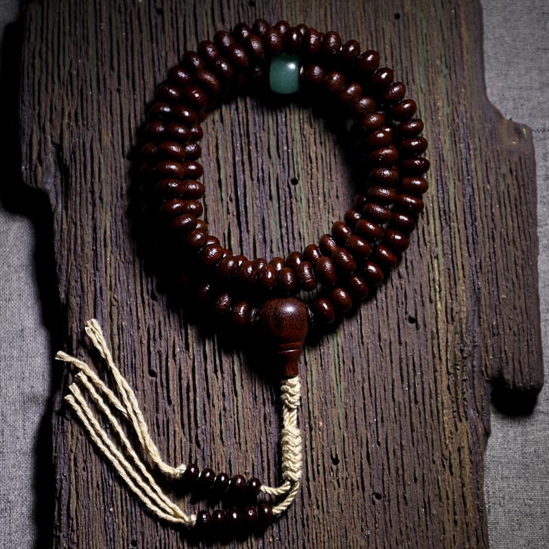 Buddha Stones Tibet naturale 108 Mala Beads Viola Bodhi Seed Three-eyed Dzi Bead Rame Dorje Harmony Bracciale