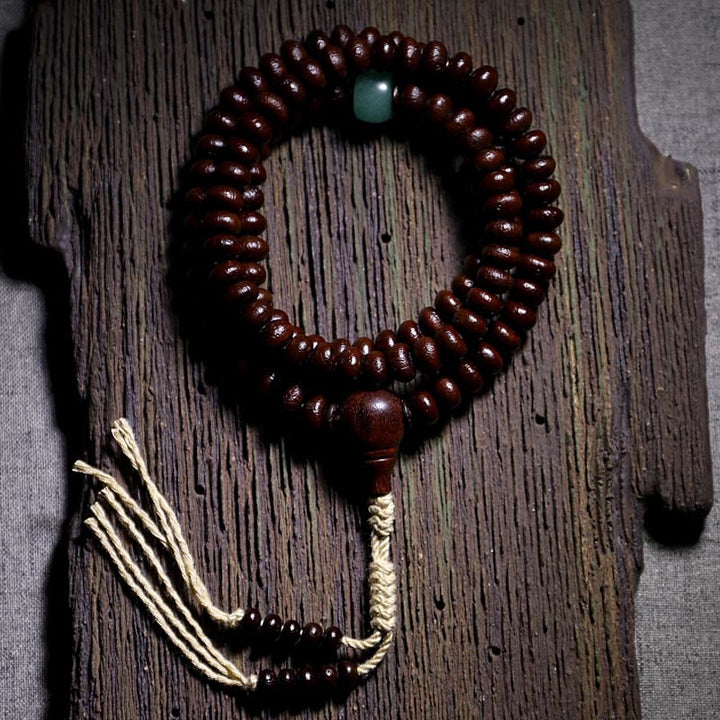 Buddha Stones Tibet naturale 108 Mala Beads Viola Bodhi Seed Three-eyed Dzi Bead Rame Dorje Harmony Bracciale