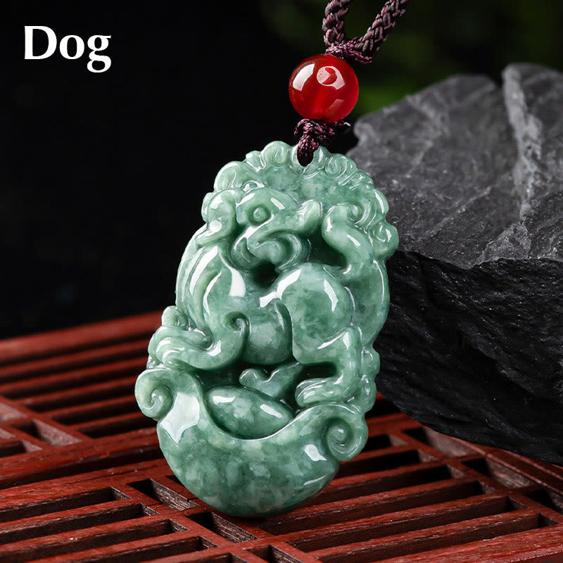 Collana con ciondolo Buddha Stones Natural Jade 12 Zodiaco Cinese Prosperità - Cane - image 24