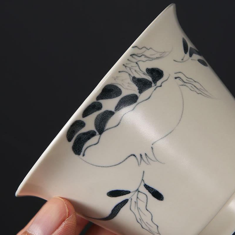Buddha Stones dipinto a mano melograno ibisco pino loto ceramica gaiwan sancai tazza da tè kung fu tazza da tè e piattino con coperchio