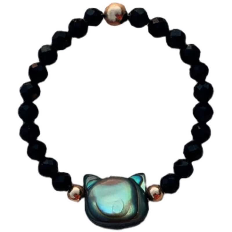 Buddha Stones Pietra Tridacna Naturale Gatto Grazioso Anello di Benedizione in Oro 14K - image 10