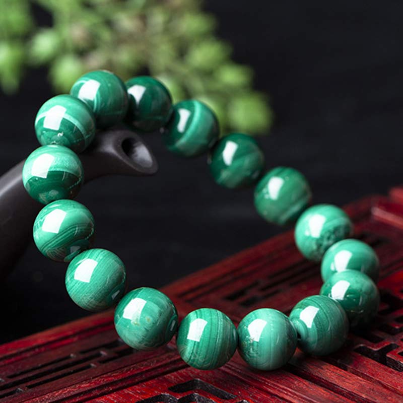 Braccialetto di protezione e calma in malachite naturale Buddha Stones