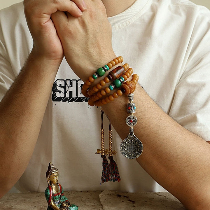 Bracciale di ricchezza Bagua Vajra Buddha Stones Tibet 108 perle di Mala Bodhi Seme