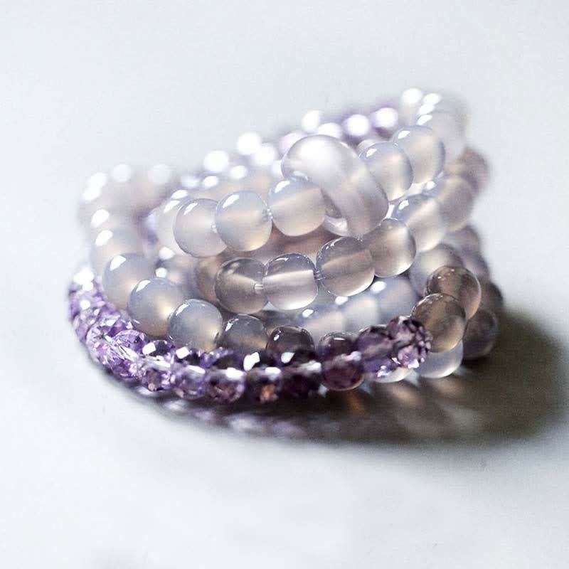 Braccialetto di guarigione con cristallo di ametista naturale e meditazione - 17,5 cm - image 0