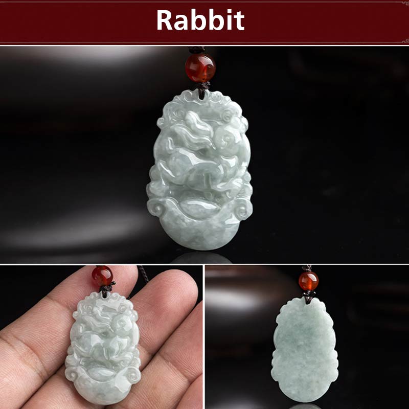Collana con ciondolo di successo con 12 simboli dello zodiaco cinese in giada naturale Buddha Stones - image 10
