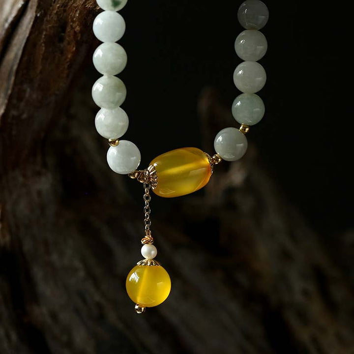 Braccialetto di protezione in agata bianca naturale Buddha Stones