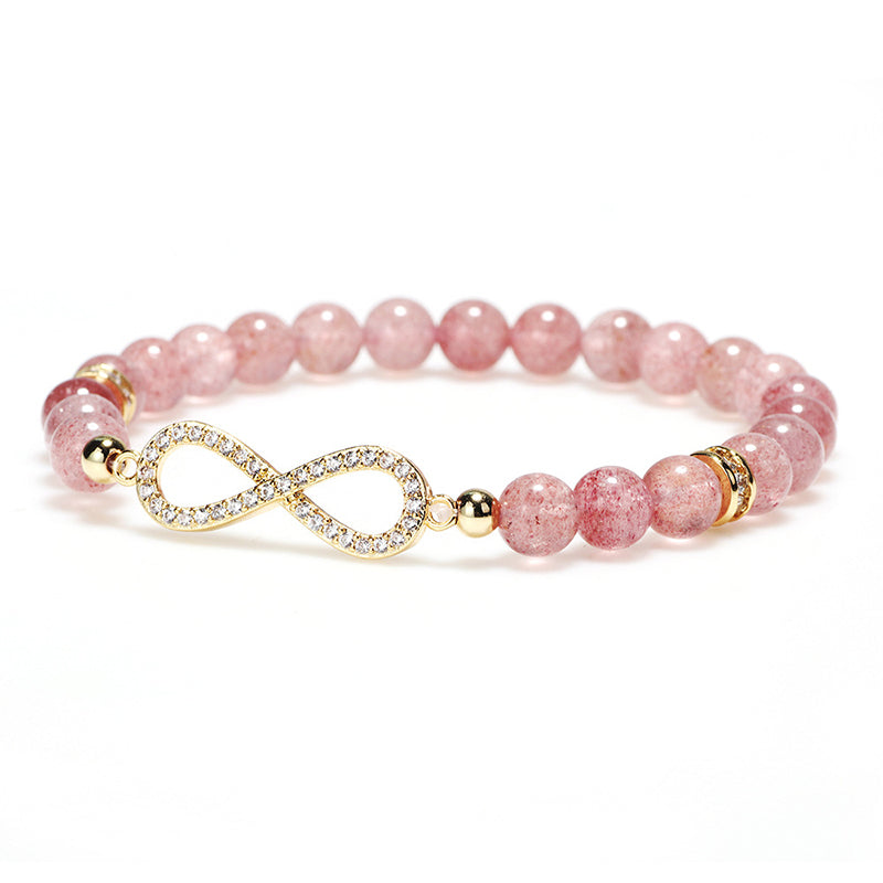 Braccialetto di guarigione positiva in quarzo fragola naturale Buddha Stones