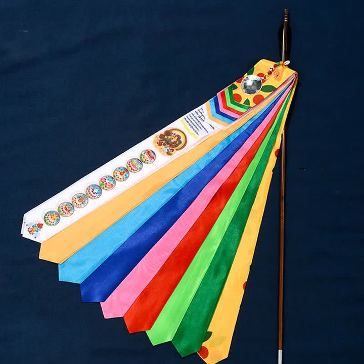 Otto simboli tibetani di buon auspicio, freccia portafortuna, decorazione per la casa, bandiera di preghiera - image 1