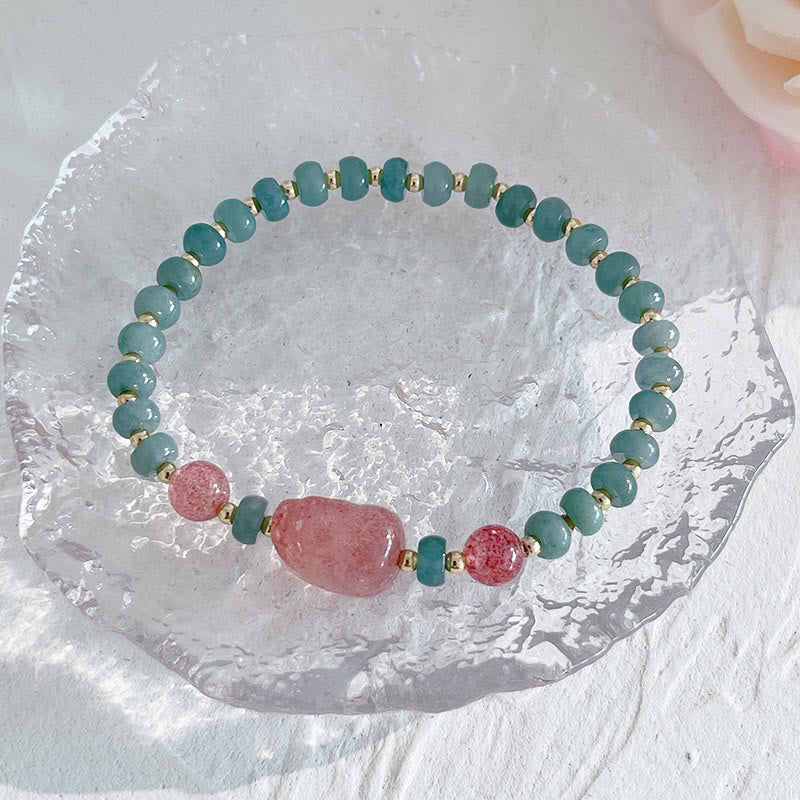 Buddha Stones, giada naturale di Hetian, perle, fibbia della pace, carattere Fu, zucca, borsa dei soldi, quarzo fragola, braccialetto della fortuna PiXiu