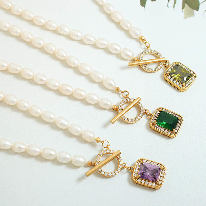Collana con ciondolo con ciondolo di perle e zirconi della ricchezza