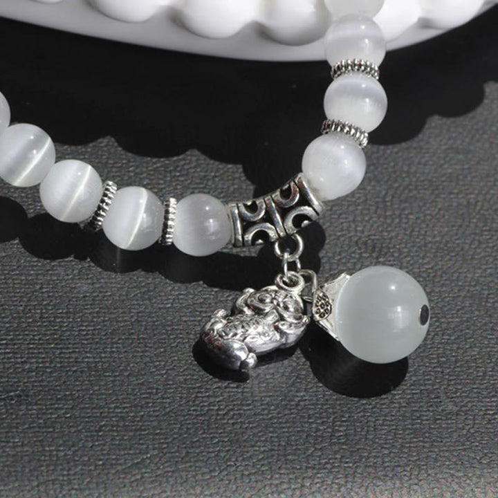 Braccialetto triplo avvolgente con supporto PiXiu Cat Eye Buddha Stones
