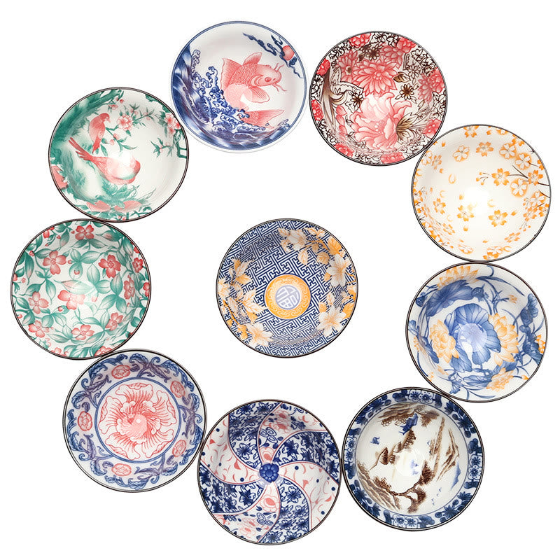 Buddha Stones Fiori Fu Carattere Montagne Loto Fiori di ciliegio Tazza da tè in ceramica Tazza da tè Kung Fu