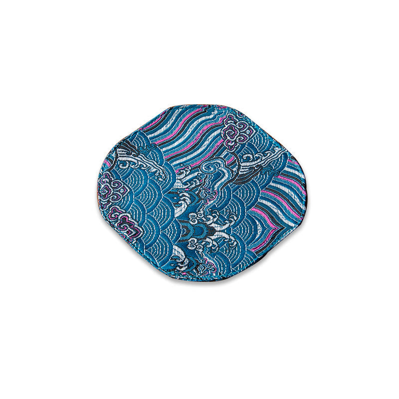 Buddha Stones Sea Wave Bamboo Plum Blossom Broccato Ricamo Sottobicchiere per tazza da tè Kung Fu Tappetino da tè