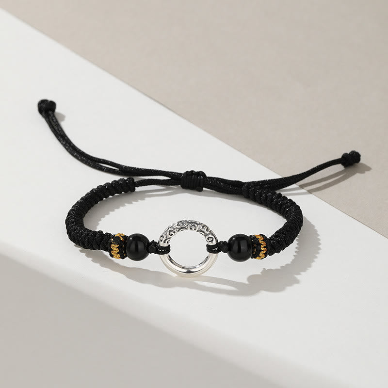 Bracciale intrecciato Buddha Stones 925 Sterling Silver Peace Buckle Auspicious Clouds Fortune - image 1