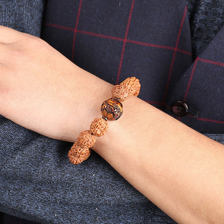 Buddha Stones Tibet Rudraksha Bodhi Seed PiXiu Moneta di rame Braccialetto della fortuna