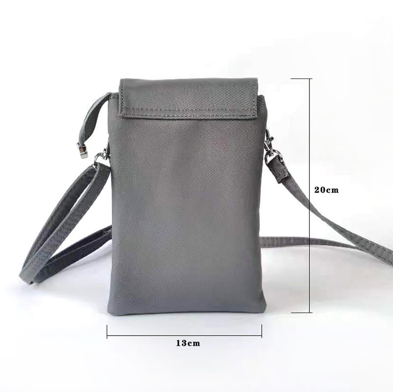 Borsa a tracolla con fiori di loto ricamati a mano, impermeabile , Buddha Stones , borsa per cellulare