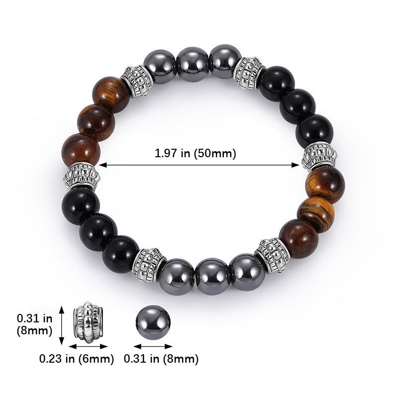 Braccialetto portafortuna e curativo con occhio di tigre e ematite Buddha Stones - image 1