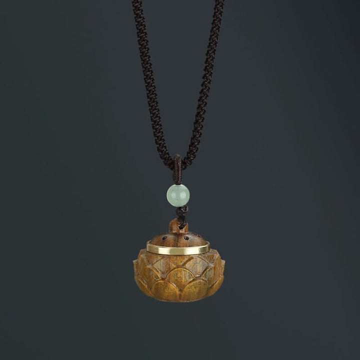 Buddha Stones Tibet Sandalo verde Palissandro Om Mani Padme Hum Loto Collana pendente rilassante positivo - Sandalo verde loto - image 8