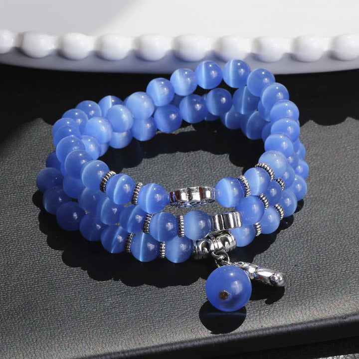 Braccialetto triplo avvolgente con supporto PiXiu Cat Eye Buddha Stones