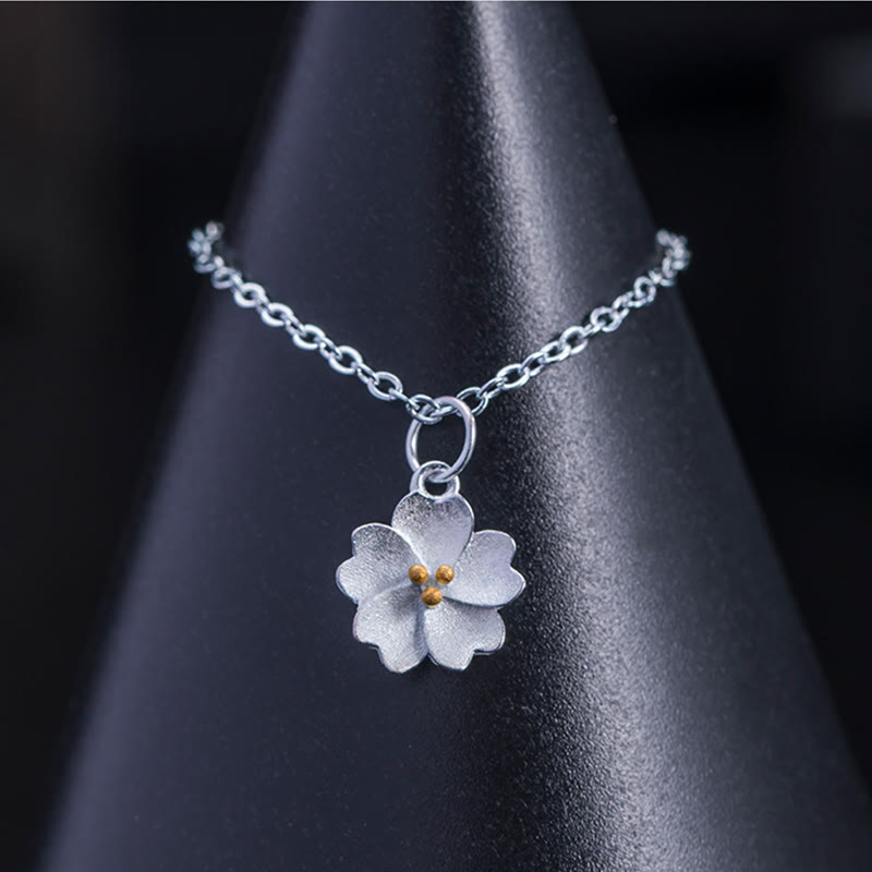 Collana con ciondolo a forma di fiore di ciliegio in argento sterling 925 con Buddha Stones e benedizione - image 3