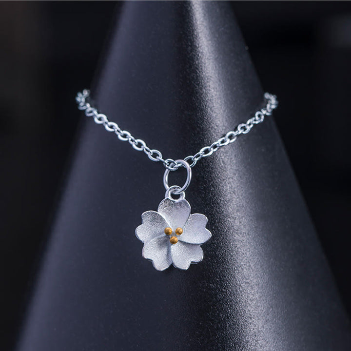 Collana con ciondolo a forma di fiore di ciliegio in argento sterling 925 con Buddha Stones e benedizione - image 3