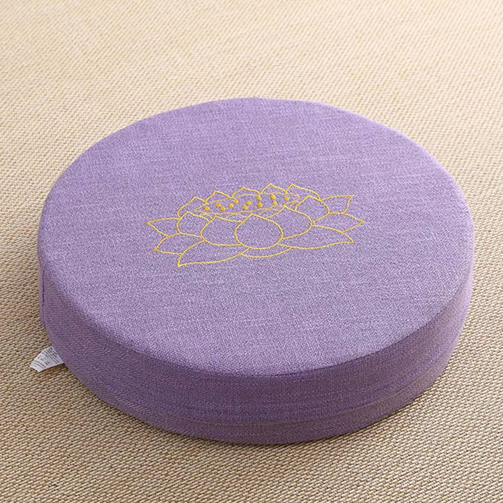 Cuscino per seduta da meditazione in cotone e lino con ricamo di loto Buddha Stones