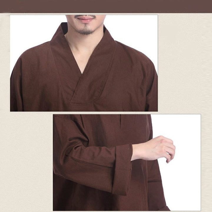 Set da uomo di abbigliamento yoga Buddha Stones a V, in cotone e lino, per meditazione e preghiera, spirituale e zen - image 7