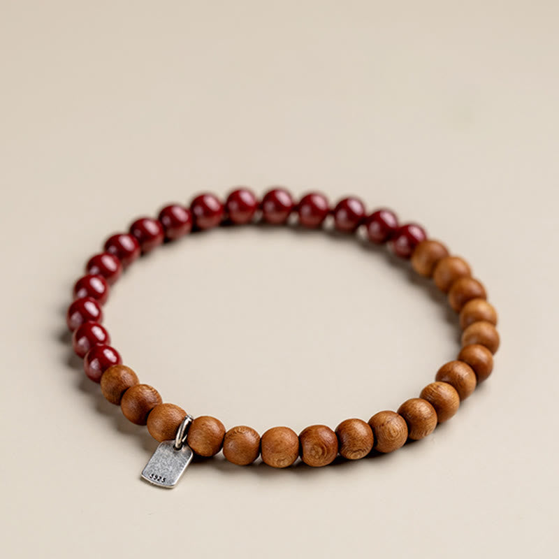 Bracciale Buddha Stones in argento sterling 925, legno di pesca, cinabro, allontana gli spiriti maligni - image 9