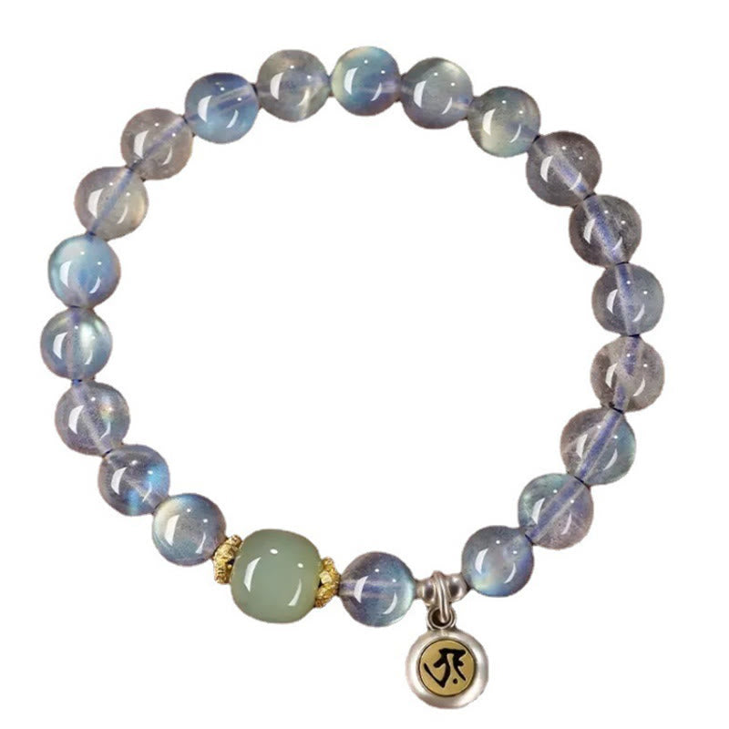 Bracciale Buddha Stones, zodiaco cinese, argento sterling 925, pietra di luna naturale e giada Hetian, simbolo positivo. - image 7