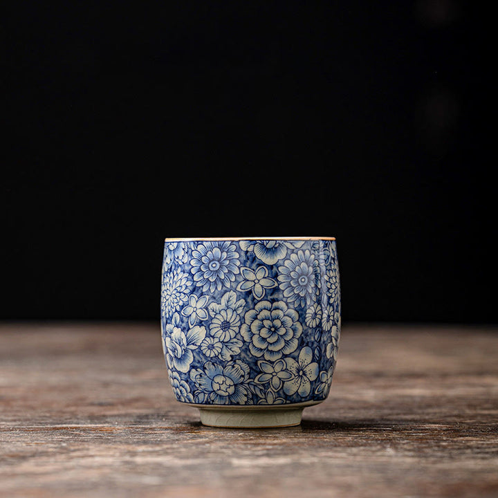 Buddha Stones Vintage Lotus Peonia Prugna Fiore Crisantemo Tazza da tè in ceramica Tazze da tè