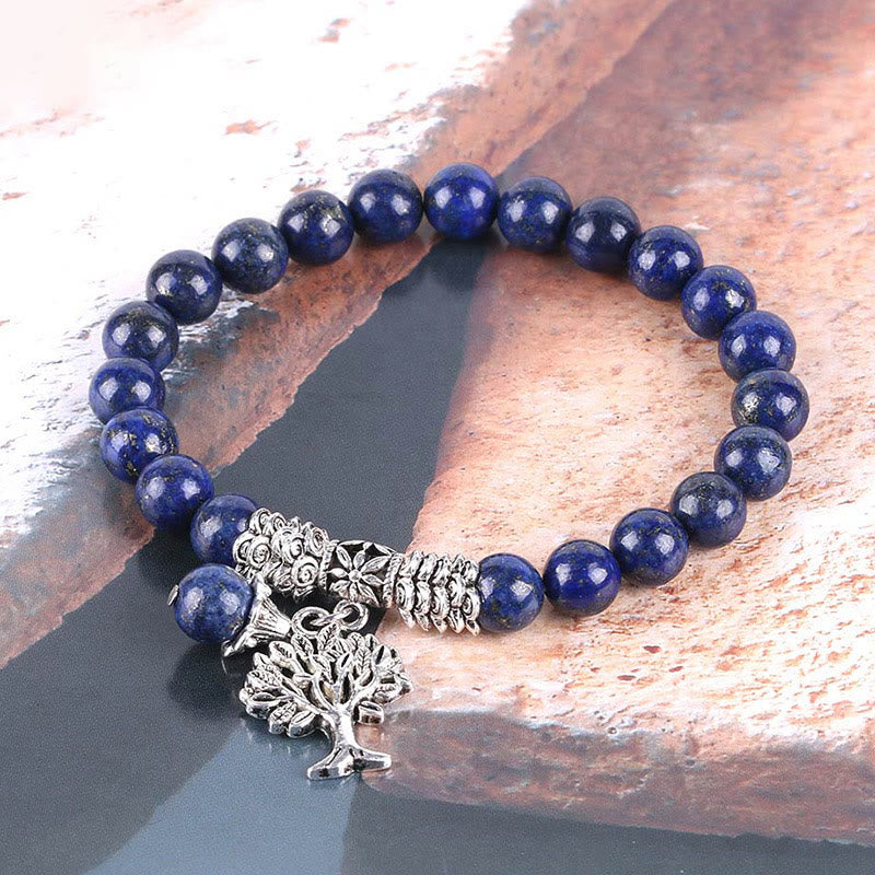 Braccialetto elastico portafortuna con albero della vita in pietra preziosa naturale Buddha Stones
