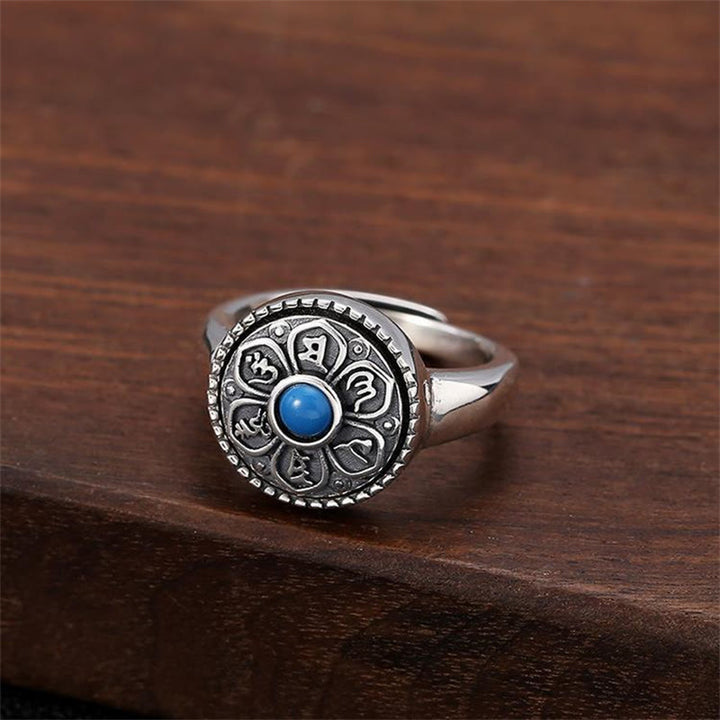 Anello girevole con Buddha Stones tibetano Om Mani Padme Hum Peace