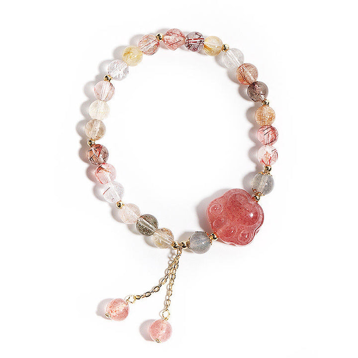 Braccialetto dell'amore con pietra di luna, artiglio di zampa di gatto, quarzo rutilato colorato, Buddha Stones - image 7