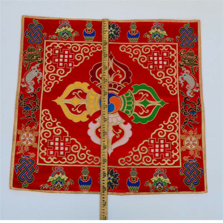 Tappetino da altare con preghiera a nodo infinito, meditazione curativa, 8 simboli di buon auspicio, runner da tavolo