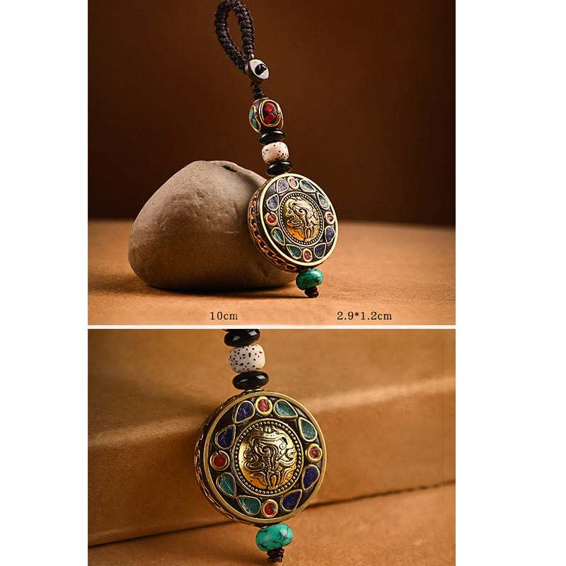 Portachiavi con Buddha Stones tibetano Om Mani Padme Hum Bodhi Seme della pace