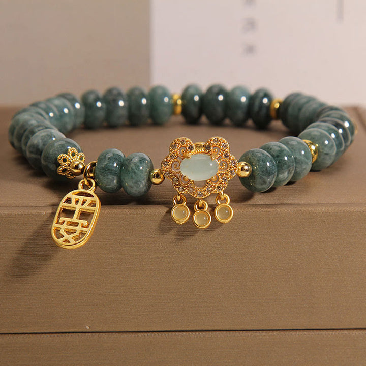 Braccialetto con ciondolo cinese in giada naturale con Buddha Stones, pace, fortuna e abbondanza