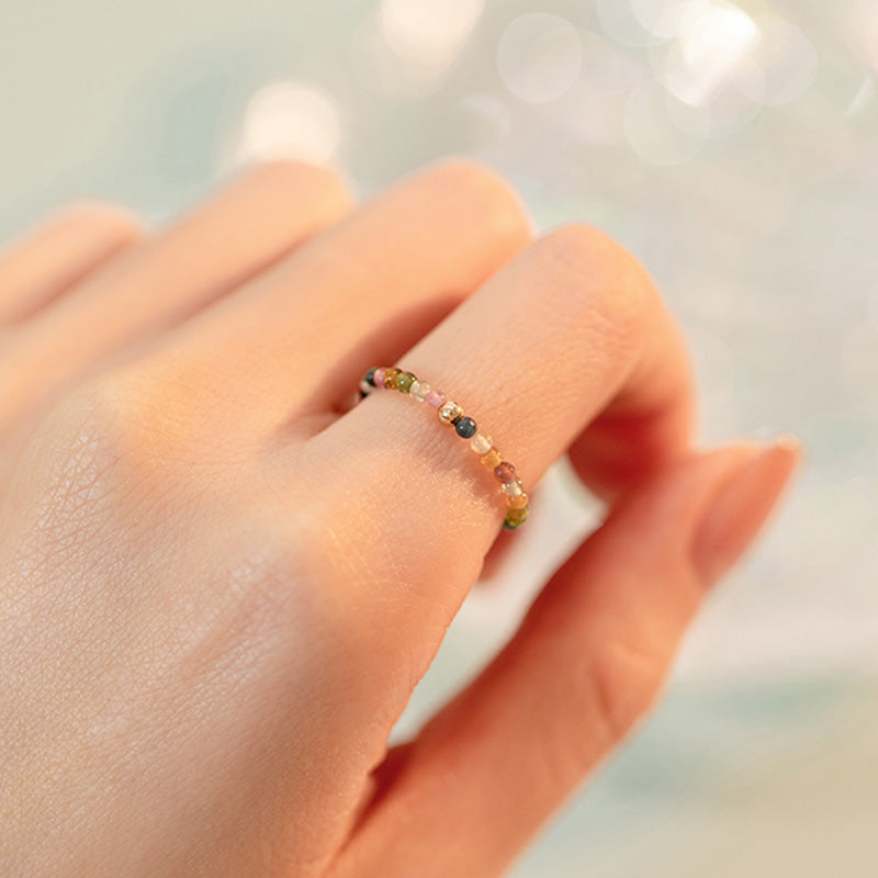 Anello Buddha Stones Natural Tormalina Positive Love