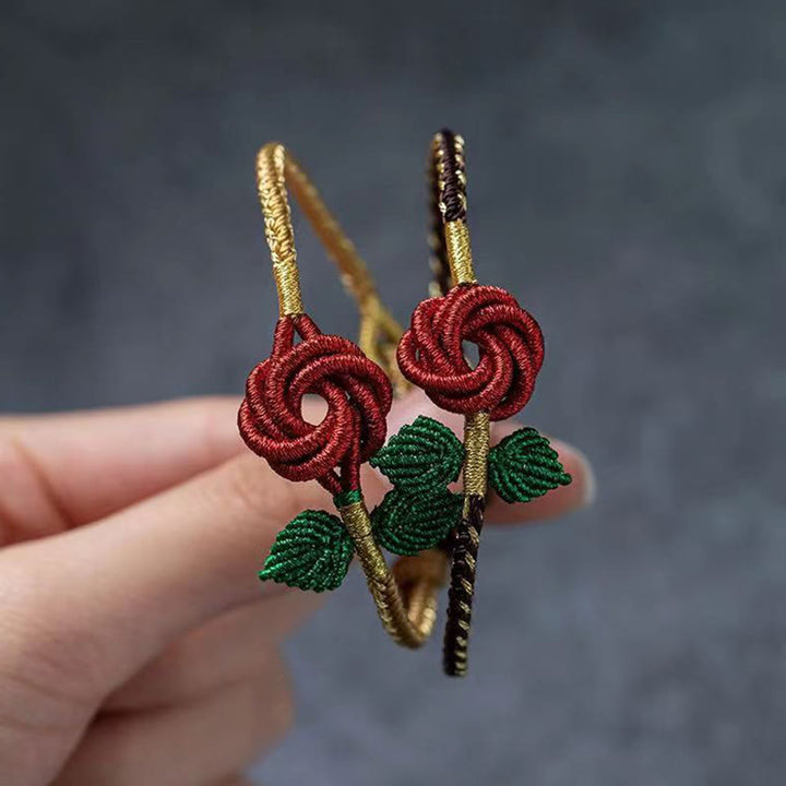 Braccialetto fatto a mano con nodo della pace , Buddha Stones, fiore di rosa, corda a otto fili, fortuna