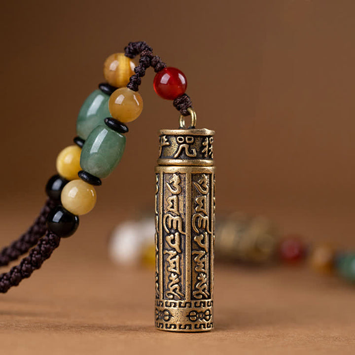 Buddhastoneshop Tibet Om Mani Padme Hum Agata Shurangama Sutra Collana con pendente di protezione - image 8