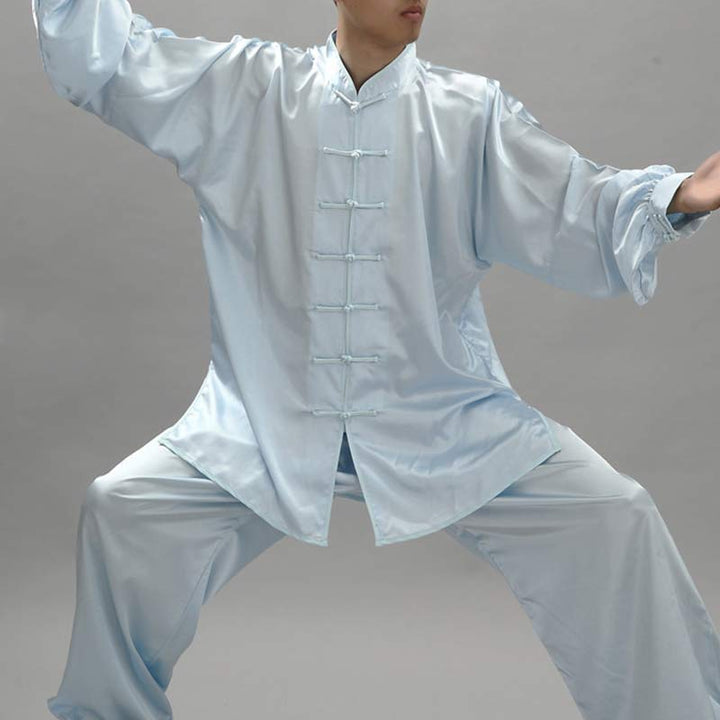 Buddha Stones Modello semplice Meditazione Preghiera Spirituale Zen Tai Chi Qigong Pratica Set di abbigliamento unisex - Azzurro chiaro - 3XL- ADATTO A USA/ UK/AU/ EU- 2XL - image 13
