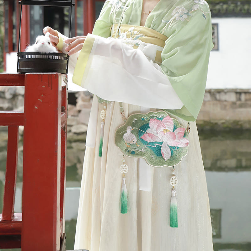 Buddha Stones Fortuna Ricamo Loto Koi Pesce Coniglio Fiore Borsa Hanfu Borsa a Tracolla Borsa a Tracolla - image 11